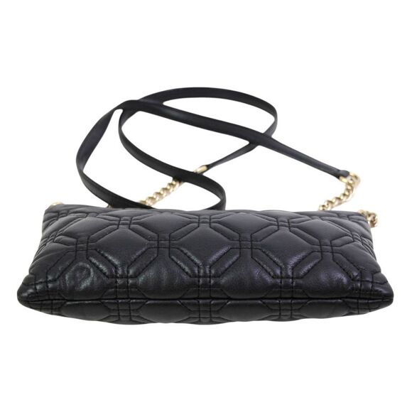 kate spade NY STITCHED BLACK REAL LEATHER CHAIN SHOULDER BAG XBODY HANDBAG PURSE - Picture 7 of 16